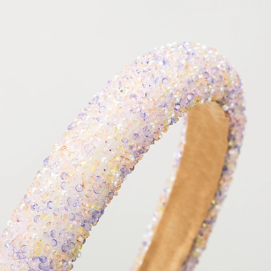 Women's Cute Sweet Classic Style Solid Color Sponge Inlay Rhinestones Pearl Hair Band