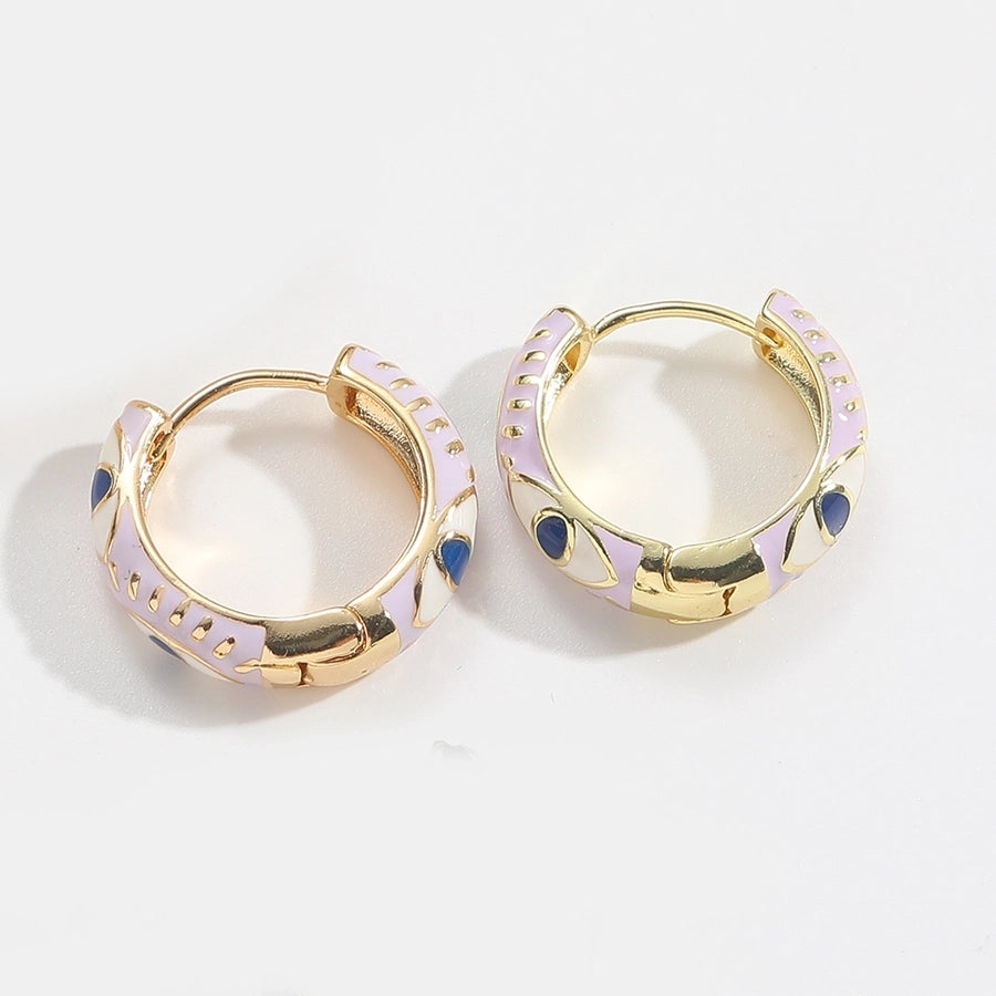 1 Pair Elegant Simple Style Commute Devil's Eye Enamel Copper 14K Gold Plated Earrings