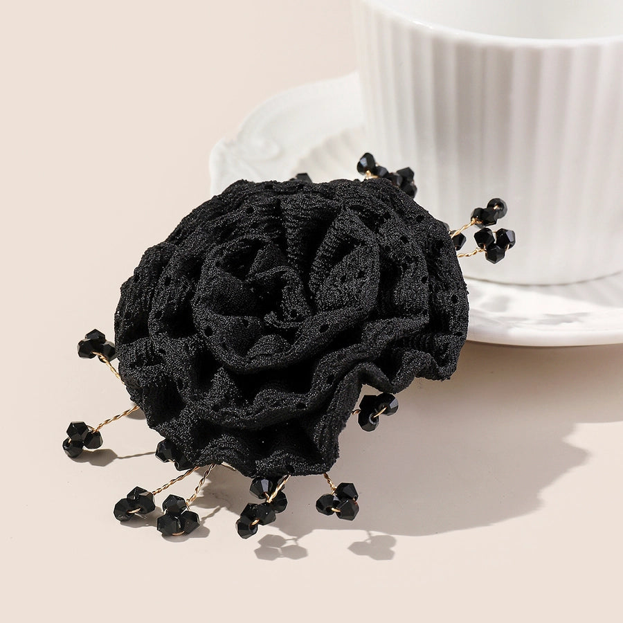 Women's Sweet Solid Color Flower Cloth Flowers Hair Clip