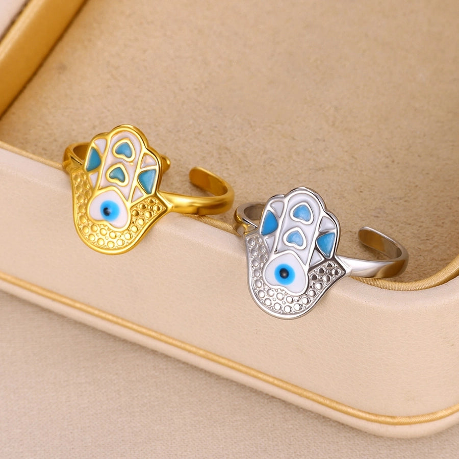 Jewelry Classical Funny Romantic Palm Eye 304 Stainless Steel Enamel Stainless Steel Rings