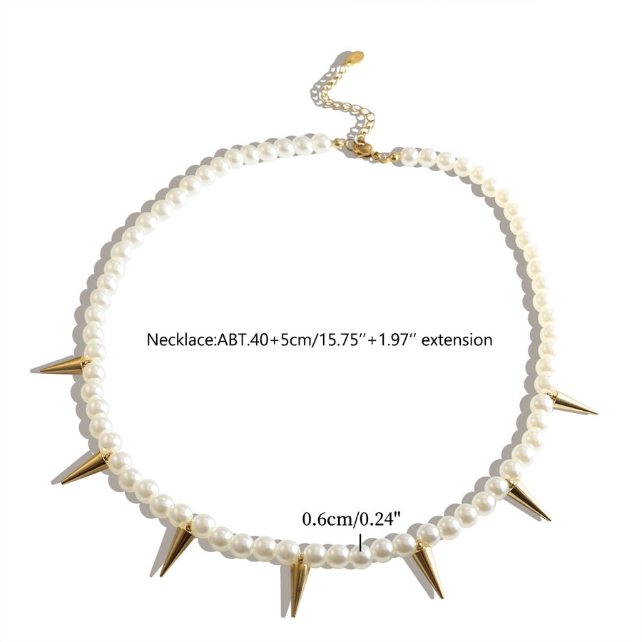 Jewelry Simple Style Geometric 304 Stainless Steel Artificial Pearl Plating  Bracelets Necklace
