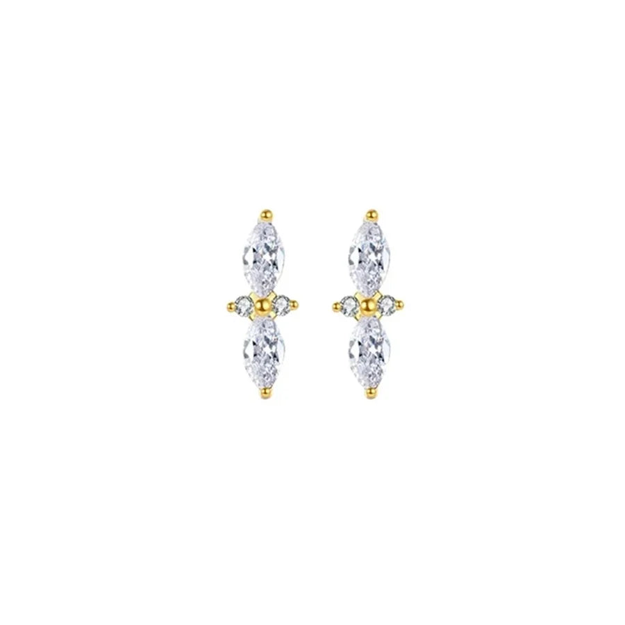 1 Pair Casual Elegant Geometric Copper Zircon Drop Earrings Ear Studs