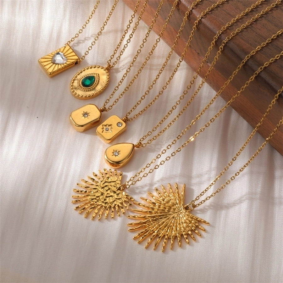 Jewelry Simple Style Classic Style Heart Shape 304 Stainless Steel Rhinestones Inlay Pendant Necklace