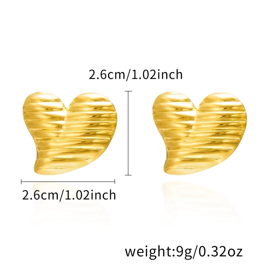 1 Pair Elegant Heart Shape Butterfly Bow Knot 201 Stainless Steel Ear Studs