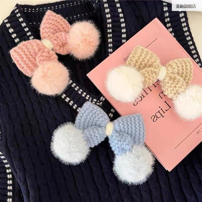 Women's Cute Sweet Bow Knot yarn Hair Clip