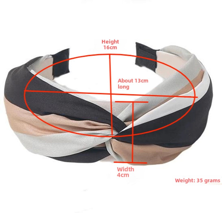 retro hairband women's fabric stitching stripe hair bundle pressure hair hoop net popular  new hairpin headdress