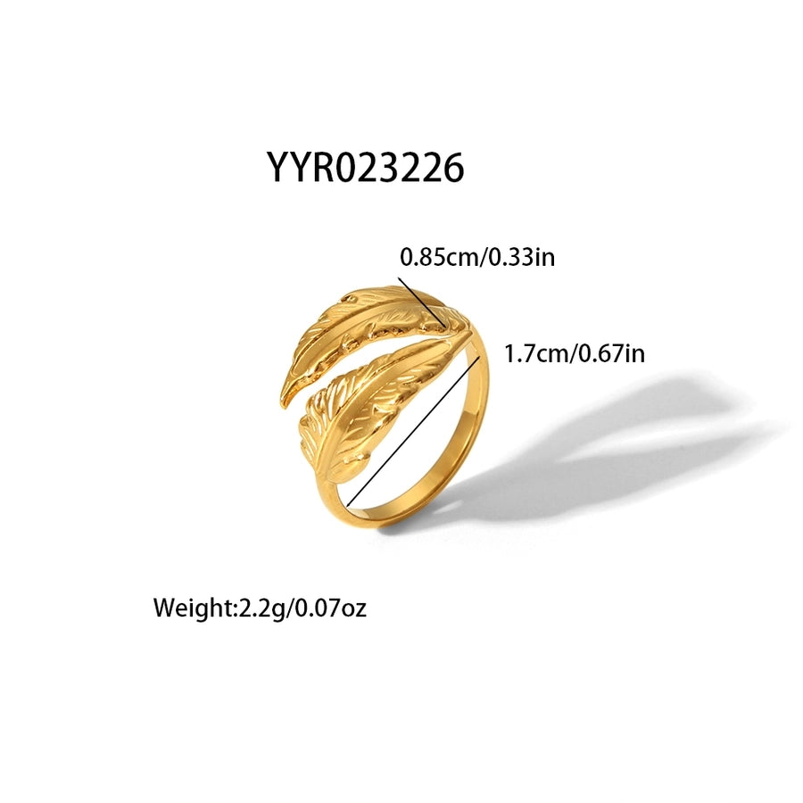 Jewelry IG Style Casual Simple Style Leaves 304 Stainless Steel 18K Gold Plated Polishing Open Rings