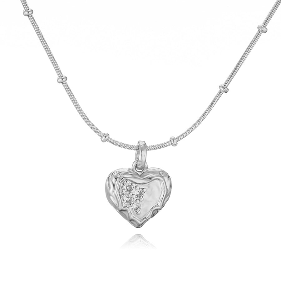 Jewelry Elegant Sweet Simple Style Pentagram Heart Shape Bee Copper Zircon 18K Gold Plated Enamel Inlay Pendant Necklace