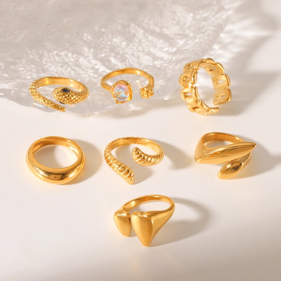 Jewelry IG Style Classic Style Irregular Geometric 304 Stainless Steel Titanium Steel 18K Gold Plated Open Rings