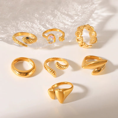 Jewelry IG Style Classic Style Irregular Geometric 304 Stainless Steel Titanium Steel 18K Gold Plated Open Rings