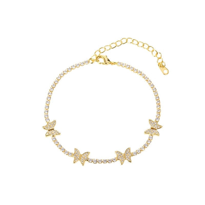 Copper 18K Gold Plated Inlay Butterfly Zircon Bracelets