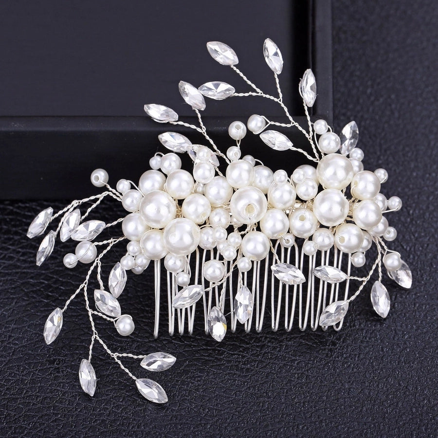 women's glam wedding bridal geometric artificial pearl hair combs insert comb