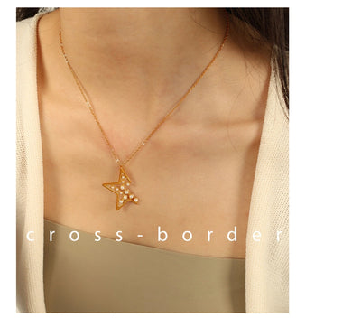 Jewelry IG Style Elegant French Style Star 304 Stainless Steel Artificial Pearls 18K Gold Plated Polishing Plating Inlay Jewelry Set