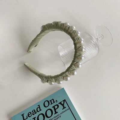 korean winding pearl woven headband