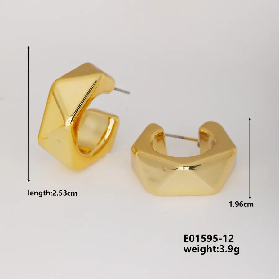 1 Pair Basic Classic Style Geometric Star Heart Shape Irregular CCB K Gold Plated Stud Earrings