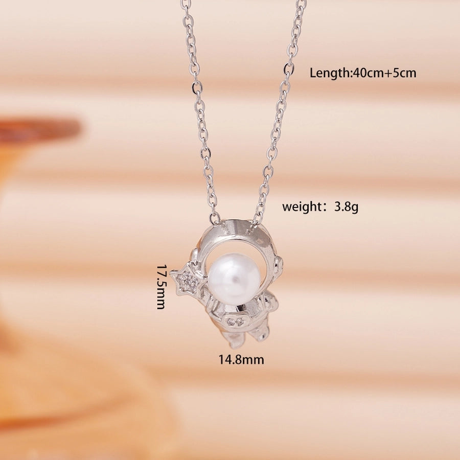 Jewelry Cute IG Style Astronaut Starry Sky 304 Stainless Steel Copper Necklace