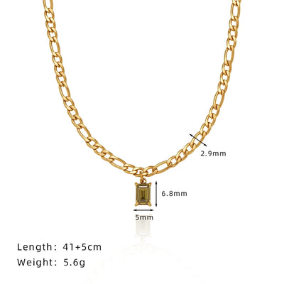 Jewelry Retro Simple Style Round Square 304 Stainless Steel Zircon Beaded Inlay Pendant Necklace