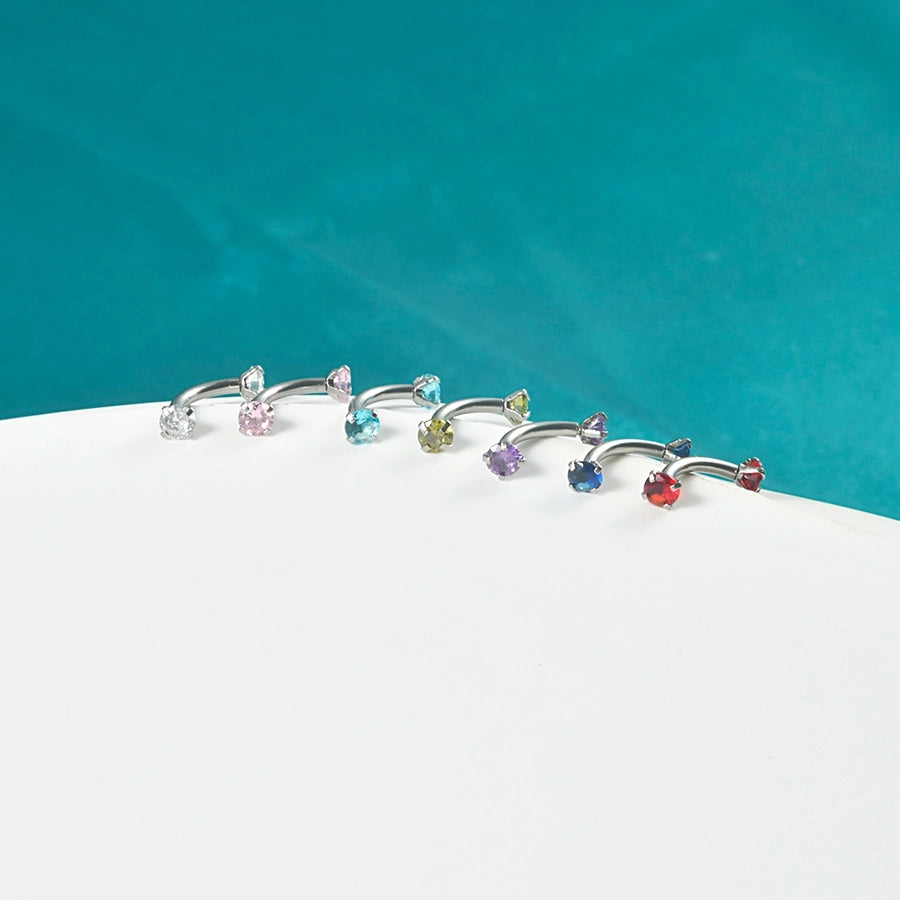 1 Piece Lip Rings Casual Hawaiian Tropical Geometric 304 Stainless Steel Inlay Zircon Ear Cartilage Rings & Studs