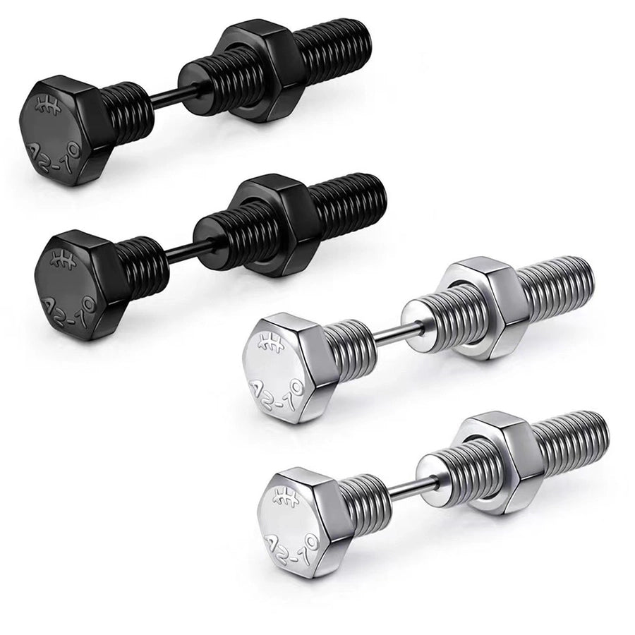 Hip hop simple titanium steel trendy men's personalized screw earrings earrings men's and women's street wear