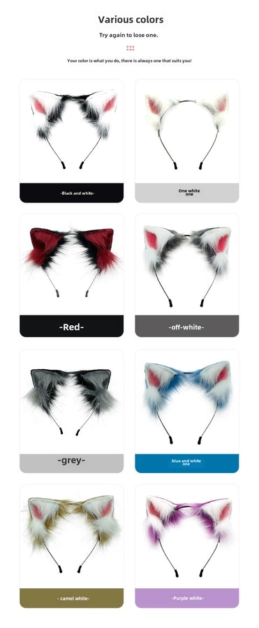 A generation of hair simulation beast ear plush headdress cat ear cat tail cosplay set hairband Net red accessories