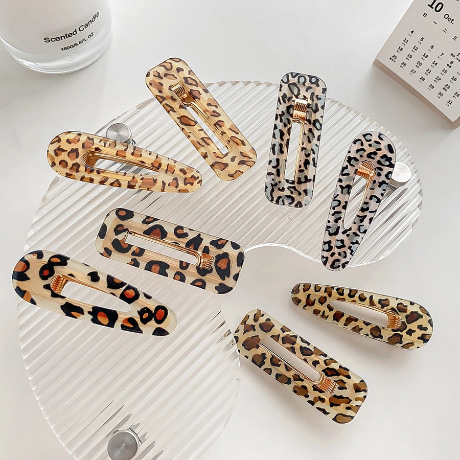 simple style leopard arylic hair clip