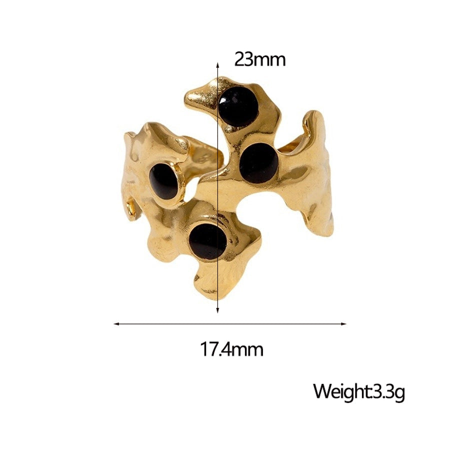 Jewelry Glam Retro French Style Irregular 304 Stainless Steel 18K Gold Plated Enamel Stainless Steel Rings