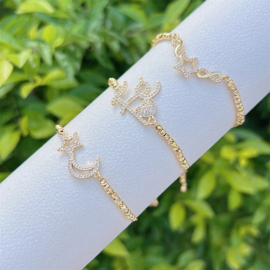 Jewelry Elegant Letter Star Heart Shape Copper Bracelets