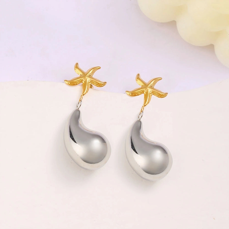 1 Pair Retro Commute Starfish 304 Stainless Steel 316 Stainless Steel  18K Gold Plated Drop Earrings
