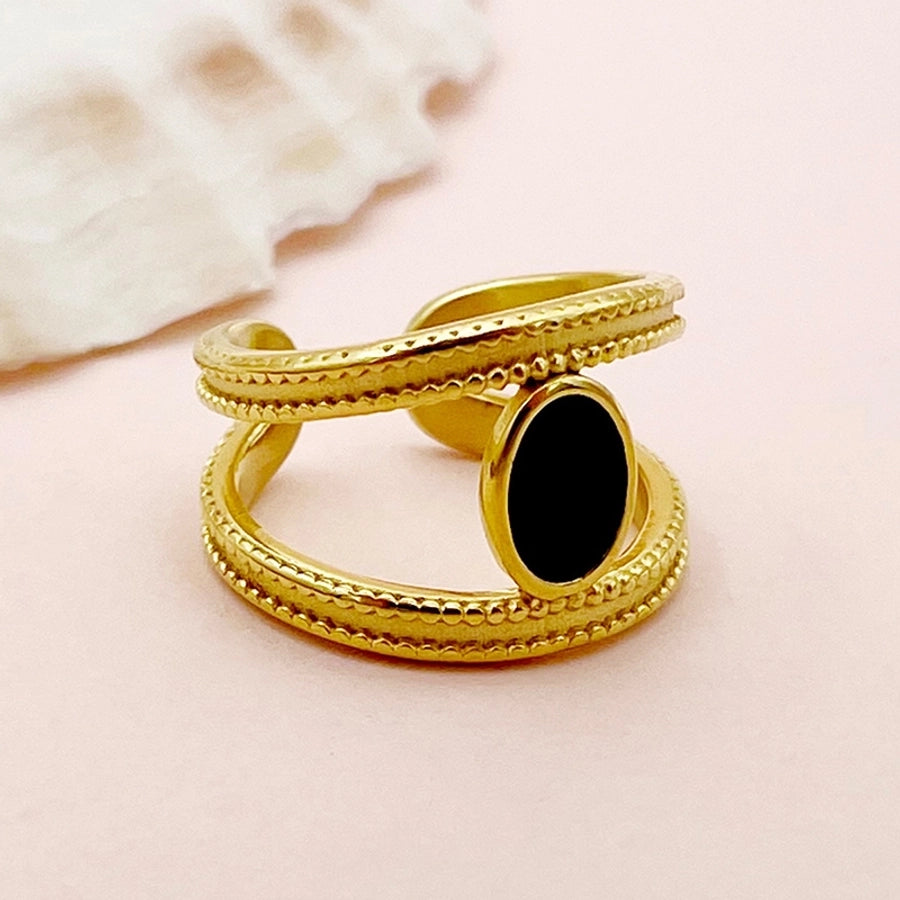 Jewelry Casual Modern Style Roman Style Geometric Heart Shape 304 Stainless Steel Zircon 14K Gold Plated Enamel Plating Inlay Rings