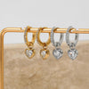 1 Pair Modern Style Heart Shape Plating 304 Stainless Steel Zircon 16K Gold Plated White Gold Plated Drop Earrings