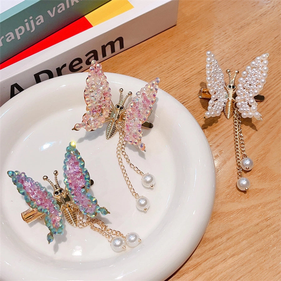 Kid'S Simple Style Butterfly Alloy Rhinestone Plating Hair Clip