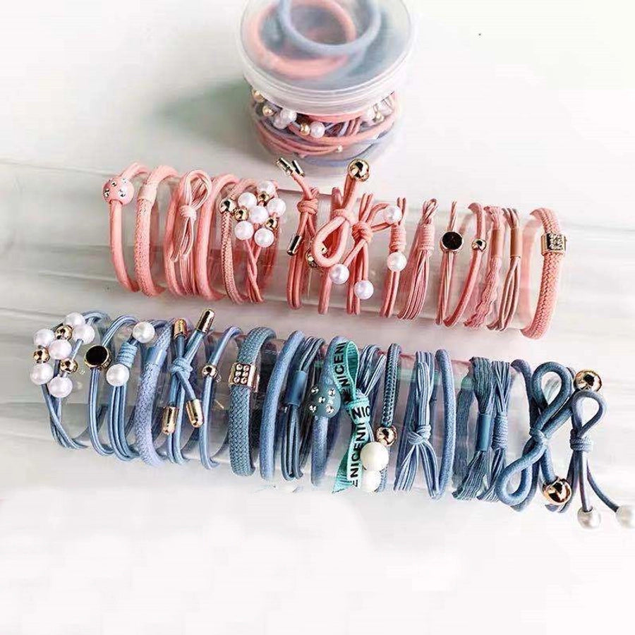 women's simple style geometric polyester pearl hair tie