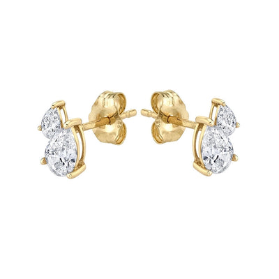 1 Pair Simple Style Shiny Water Droplets Inlay Copper Zircon 24K Gold Plated Ear Studs