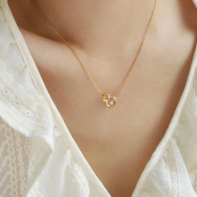 Jewelry Simple Style Gourd 304 Stainless Steel Rhinestones 18K Gold Plated Plating Inlay Pendant Necklace