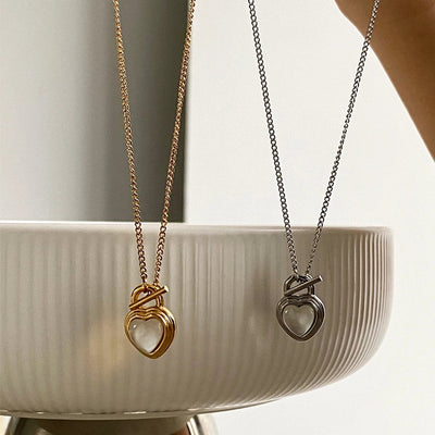 Jewelry Elegant Heart Shape Titanium Steel Opal Inlay Jewelry Set