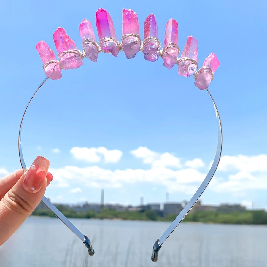 Women's Luxurious Wedding Bridal Irregular Alloy Knitting Natural Stone Hair Band