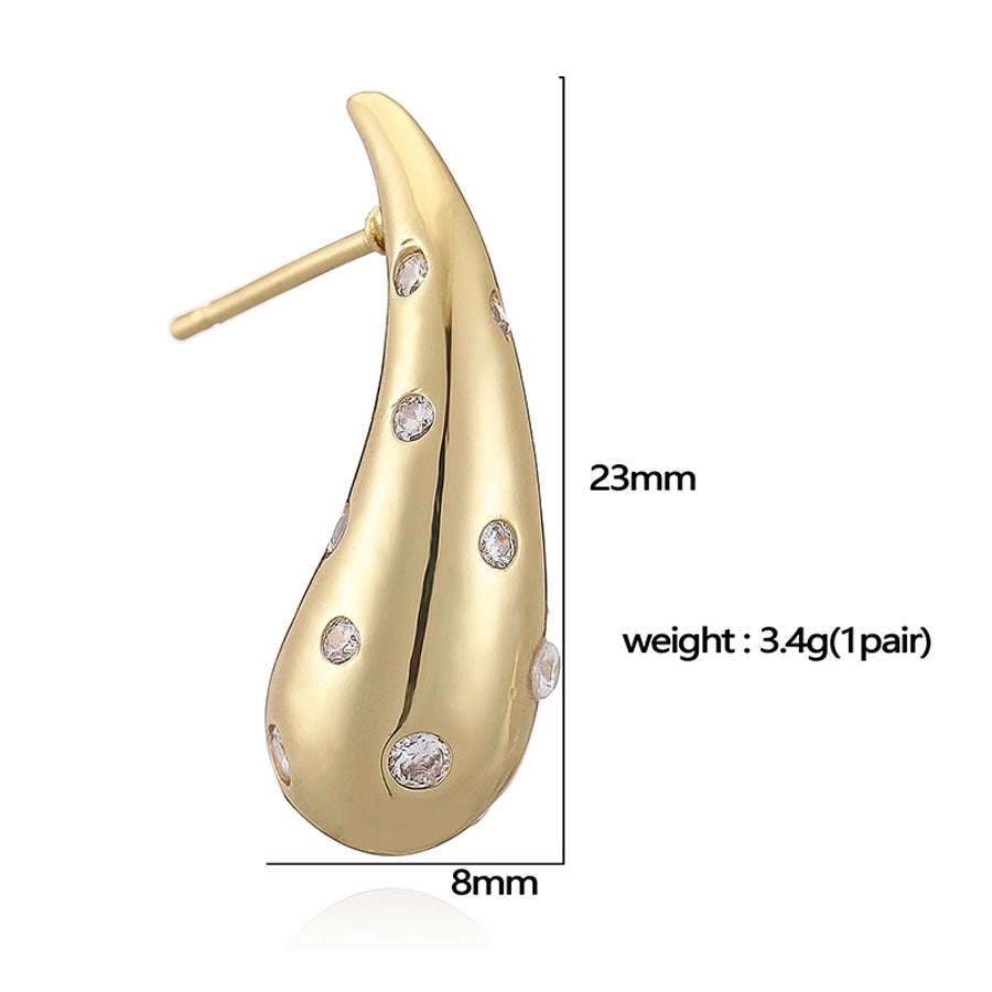 1 Pair Casual Vintage Style Shiny Geometric Inlay Copper Zircon 18K Gold Plated Ear Studs