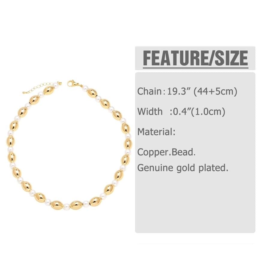 Copper 18K Gold Plated Oval Bracelets Necklace