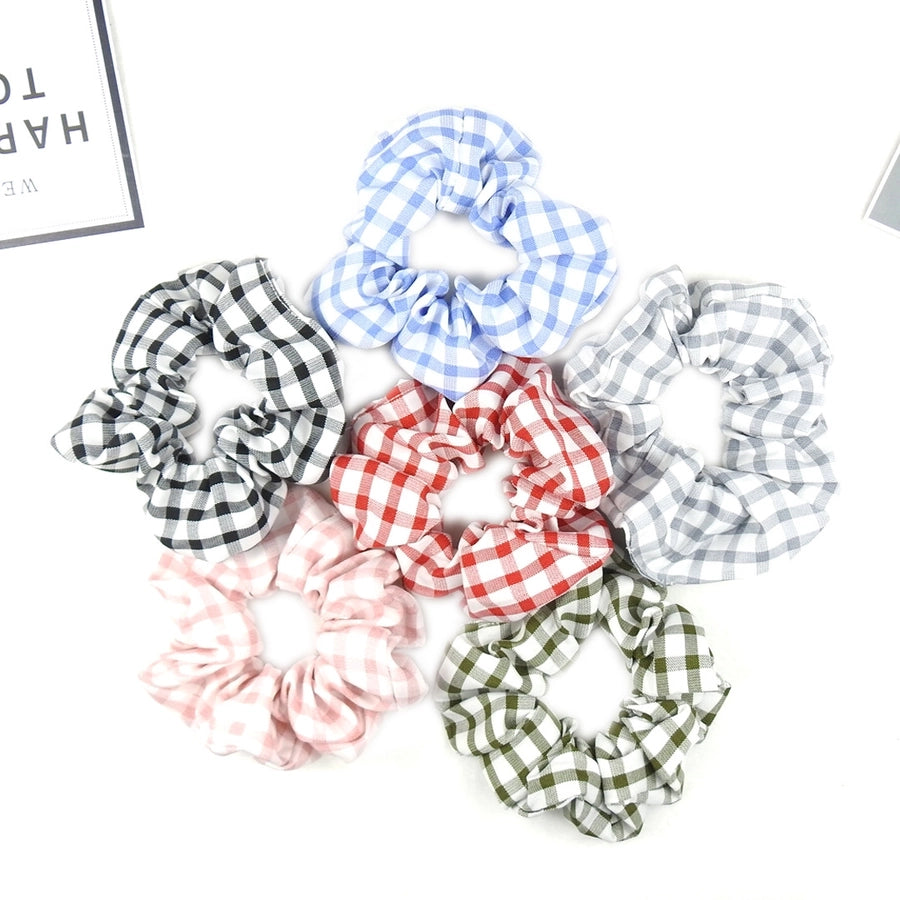 small plaid hair ring  girl hair rope simple fabric hair ring large intestine hair Ring Ball hair accessories
