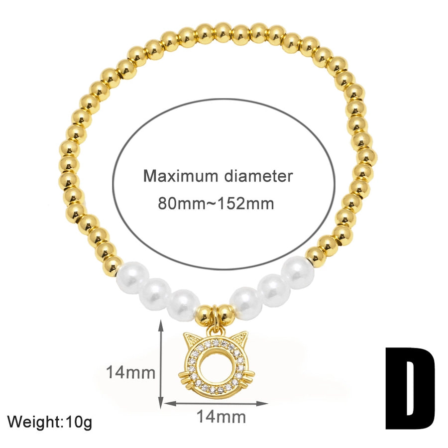 Copper 18K Gold Plated Inlay Owl Butterfly Elephant Zircon Bracelets