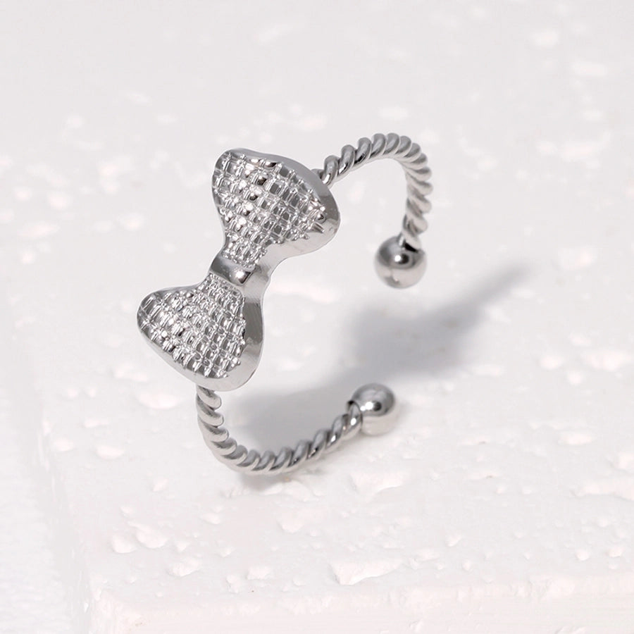 Jewelry Sweet Simple Style IG Style Bow Knot 304 Stainless Steel 18K Gold Plated Stainless Steel Rings