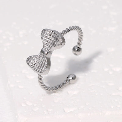 Jewelry Sweet Simple Style IG Style Bow Knot 304 Stainless Steel 18K Gold Plated Stainless Steel Rings