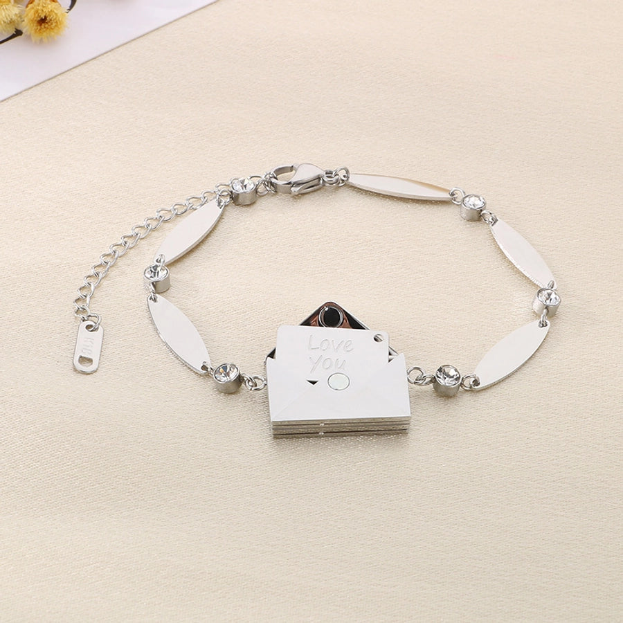 Elegant envelope Oval 304 Stainless Steel 18K Gold Plated  Bracelets In Bulk