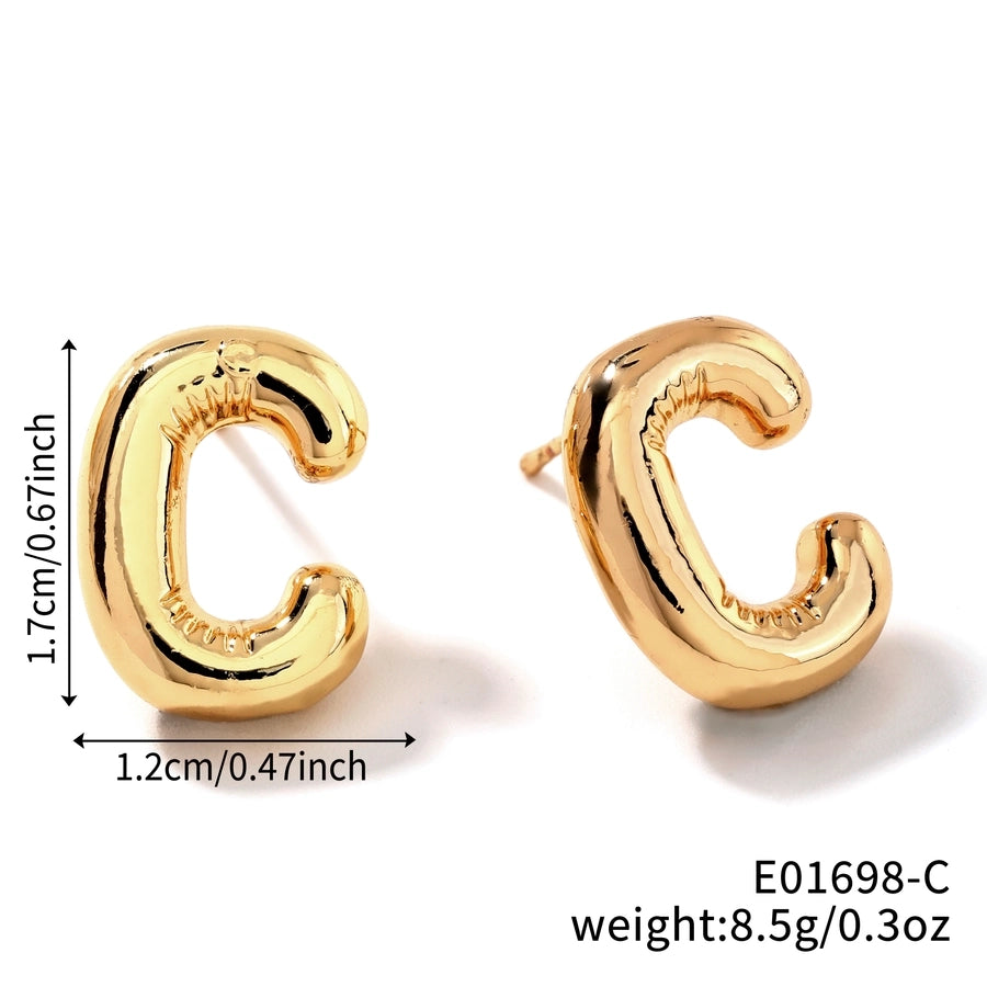 1 Pair Sweet Simple Style Shiny Letter Plating Copper K Gold Plated Ear Studs