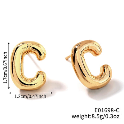 1 Pair Sweet Simple Style Shiny Letter Plating Copper K Gold Plated Ear Studs