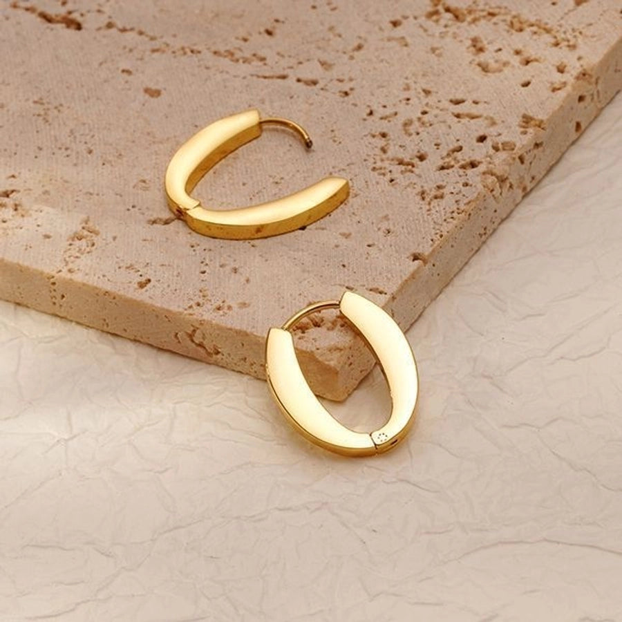 1 Pair Retro Simple Style Solid Color Plating 304 Stainless Steel 18K Gold Plated Earrings