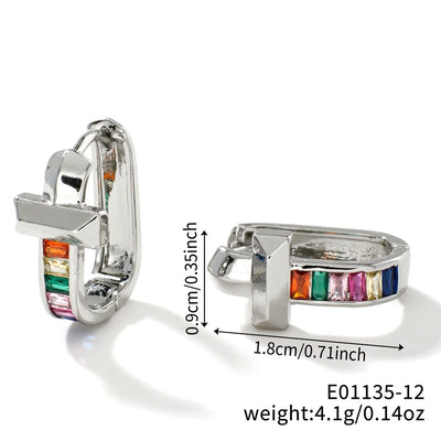 1 Pair Elegant Simple Style Shiny Geometric Inlay Copper Glass K Gold Plated Rhodium Plated Ear clip