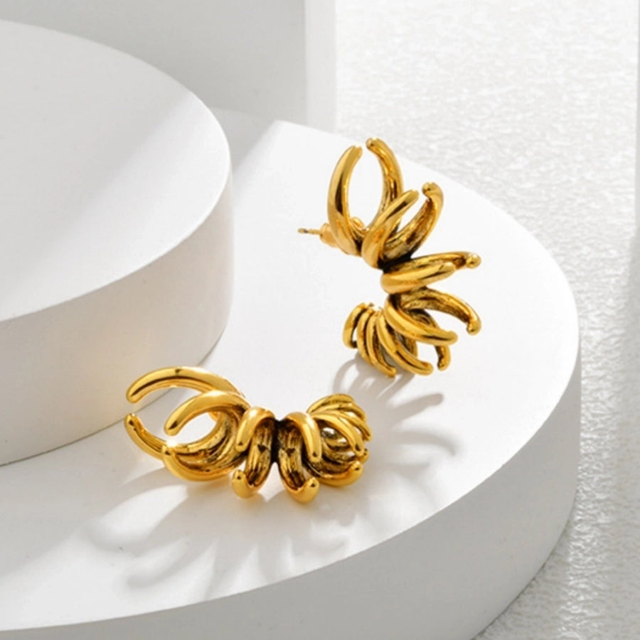 1 Pair Exaggerated Cool Style C Shape 304 Stainless Steel 18K Gold Plated Ear Studs