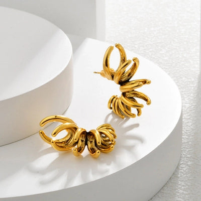 1 Pair Exaggerated Cool Style C Shape 304 Stainless Steel 18K Gold Plated Ear Studs