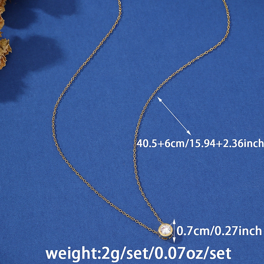 Jewelry Elegant Sweet Simple Style Round Copper Zircon Imitation Gold  Inlay Necklace